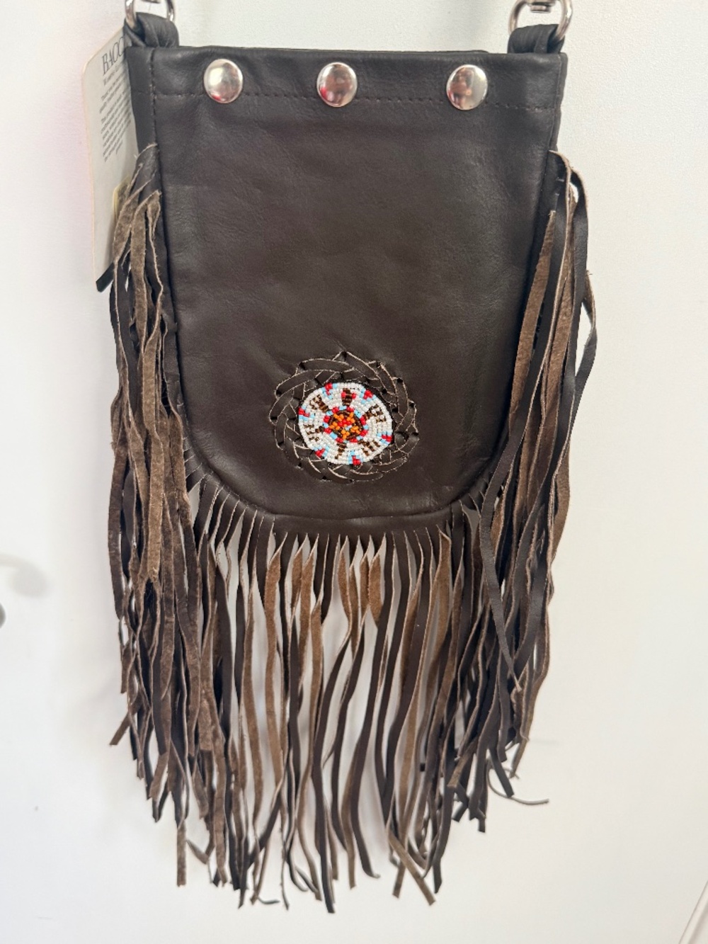 Bacci Western Crossbody Medicine Bag Leather Fringe Purse